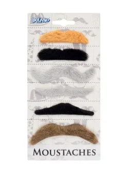 6-teiliges Schnurrbärte Set Zum Ankleben Mehrfarbig Für Erwachsene