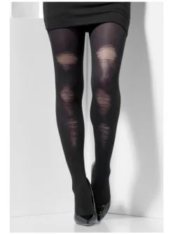 Abgenutzte Strumpfhose Schwarz Für Damen