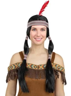 Indianer Perücke Mit Zöpfen