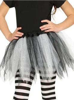 Weiß-schwarzes Tutu Mit Glitzerstaub Für Mädchen